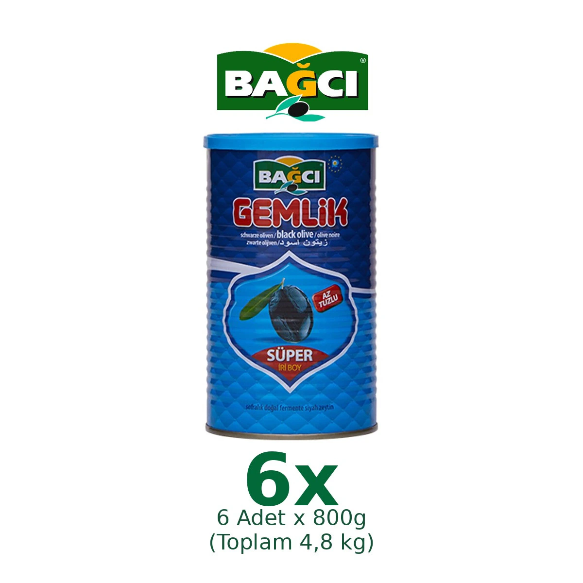 Bağcı Siyah Zeytin Süper Teneke 6x  800G   4.8KG