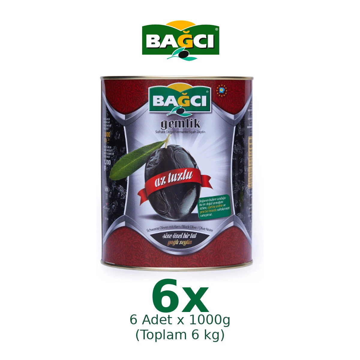 Bağcı Siyah Zeytin Özel Gurme Az Tuzlu Teneke 6x 1000G6kg