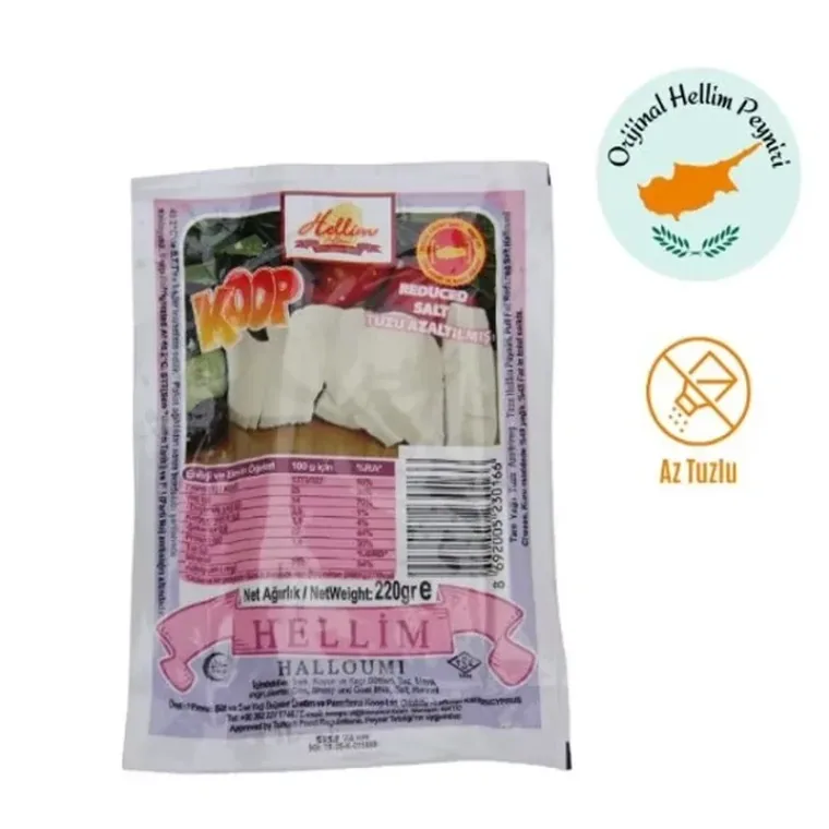 Koop Süt Az Tuzlu Hellim Peynir 220gr ambalajı