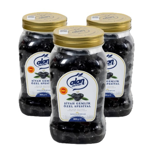 3'lü Avantaj Paketi Gemlik Siyah Zeytin 201-230 XL Pet 900 GR
