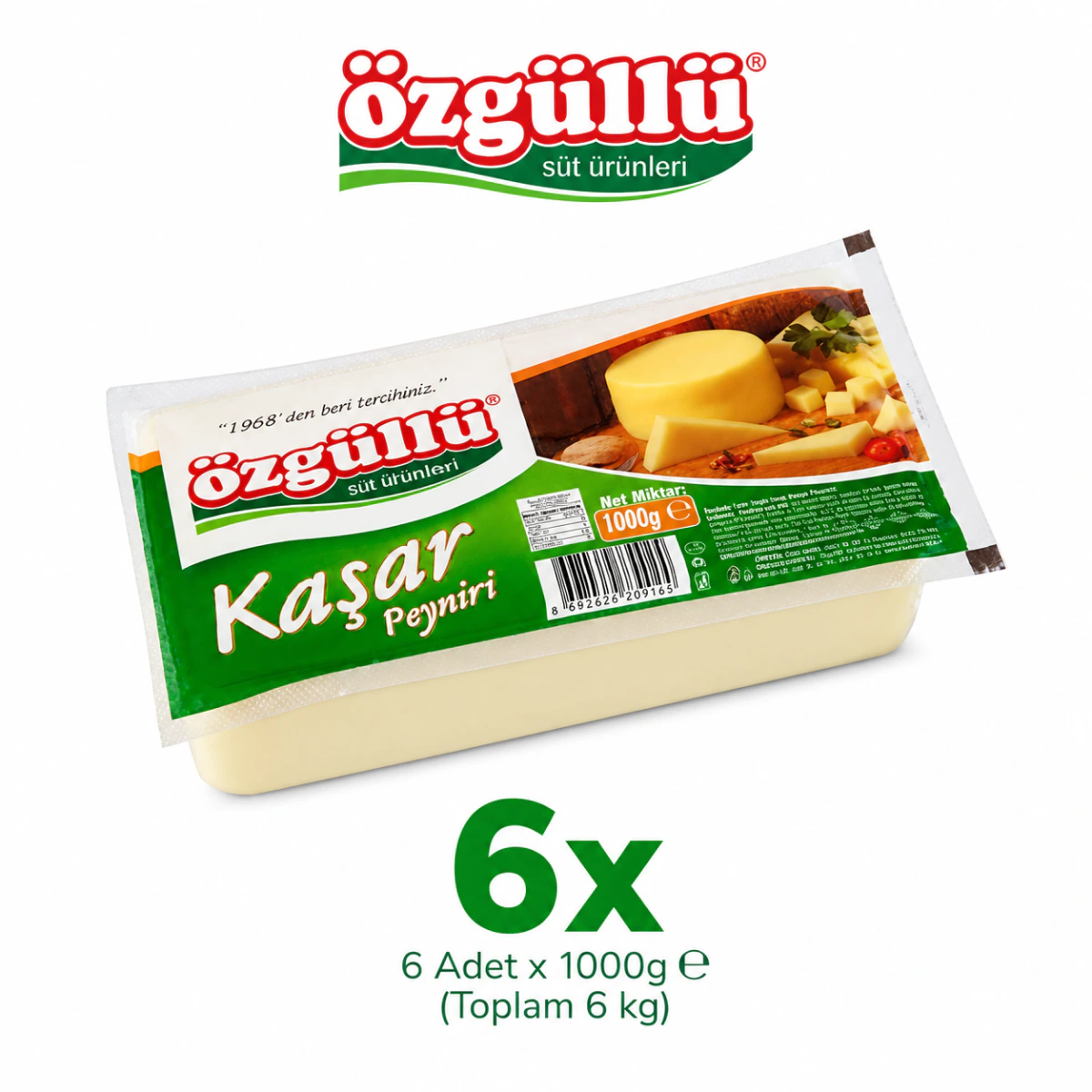 Özgüllü Taze Kaşar Peyniri 6x 1000G  6kg